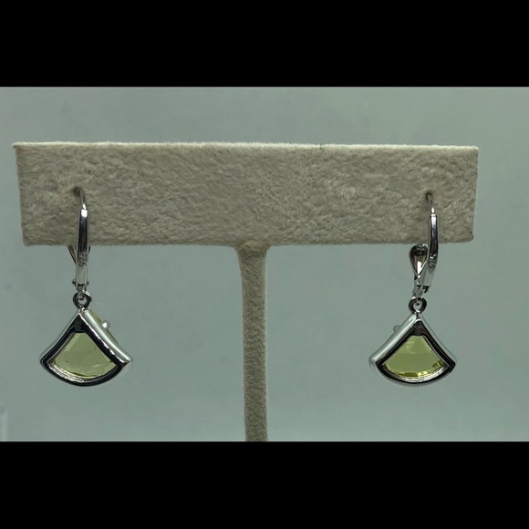Green Gold Quartz 925 Earrings - Picture 3 of 4